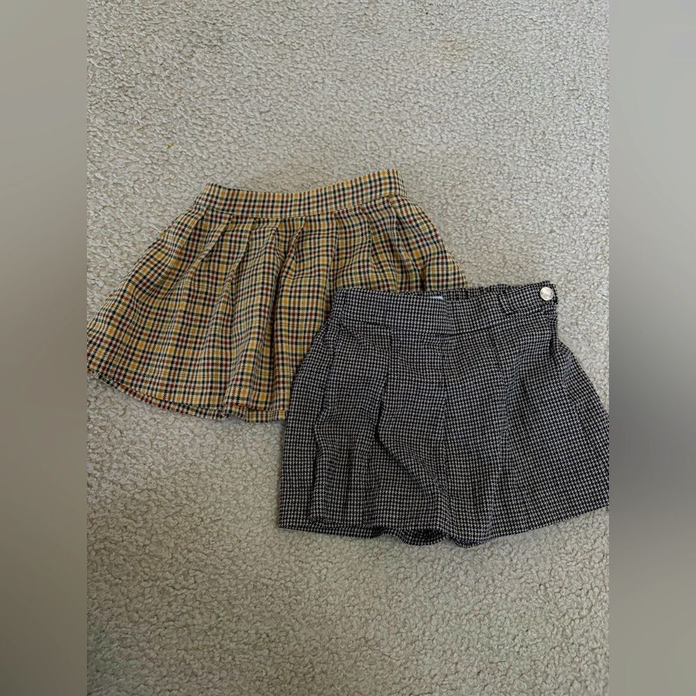 ZARA Skirt & Skort Bundle Set, Check Pattern, Brown Black, 2-3Y & 12-18M 2 Piece